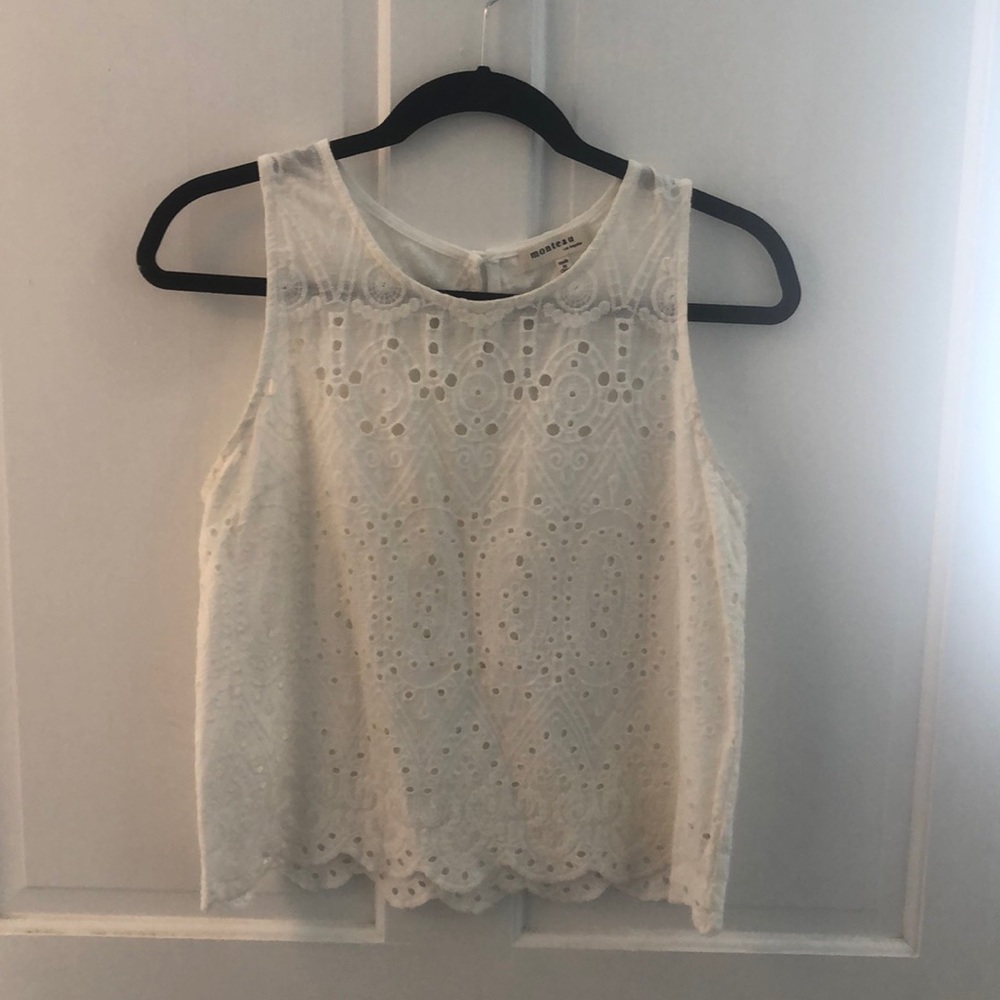 White eyelet top